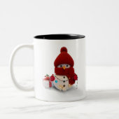 Pluche sjaal sneeuwman tweekleurige koffie Mok (Links)