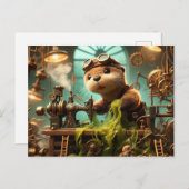 Pluche Steampunk Otter Zeewier Verstopte Machine Briefkaart (Voorkant / Achterkant)