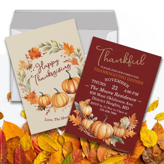 Pluche Thanksgiving Friendsgiving Diner Custom Kaart