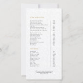 Pluche White Damask Gold Lijst prijslijst (Achterkant)