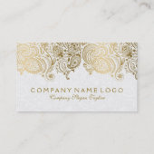 Pluche Wit & Goud Paisley Kant Afspraakkaart Afsprakenkaartje (Achterkant)