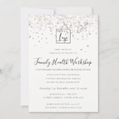 PLUCHE ZILVERFOLIE TEXTUUR UW LOGO WORKSHOP EVENEM KAART (Voorkant)