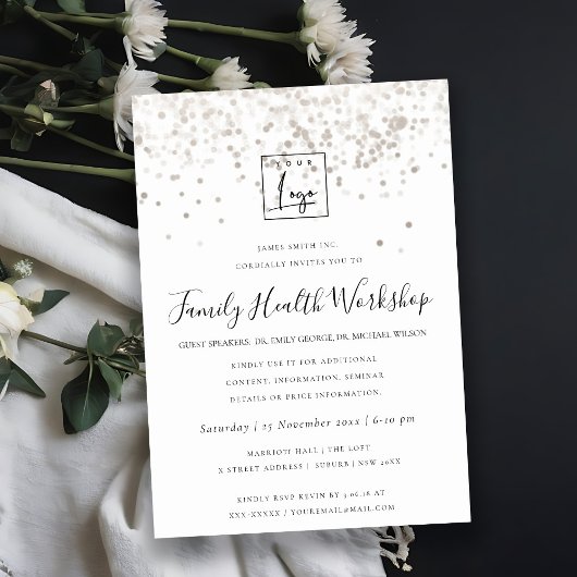 PLUCHE ZILVERFOLIE TEXTUUR UW LOGO WORKSHOP EVENEM KAART