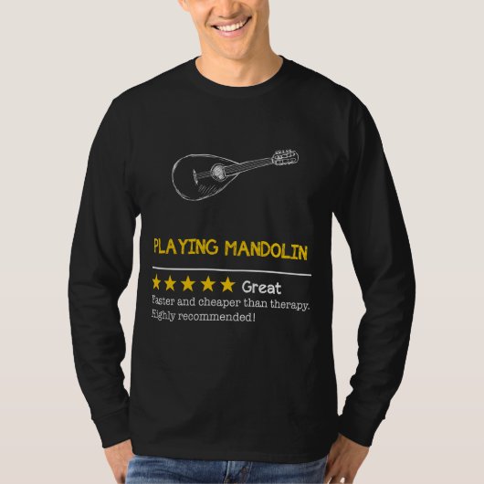 Pluck Away Stress: Mandoline - Goedkoper, sneller, T-shirt (Voorkant)