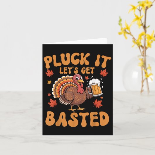 Pluck It laat krijgen Basted Funny Turkije Thanksg Kaart (Gele Bloem)