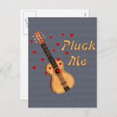 Pluck Me Valentijn Gitaar Feestdagenkaart (Voorkant / Achterkant)