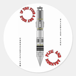 Plug & Abandon, Vrouw, Draadlijn, Sticker, Olie, G Ronde Sticker