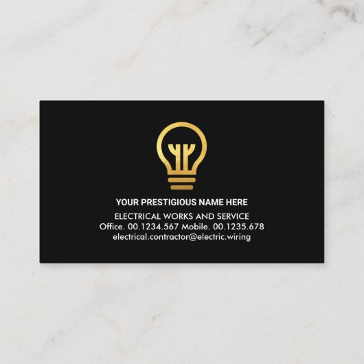 Plug Electric Bulb Wiring Circuit Visitekaartje (Achterkant)
