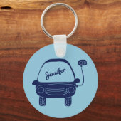 Plug Life Cute Blue Electric Car Persoonlijk Sleutelhanger (Voorkant)