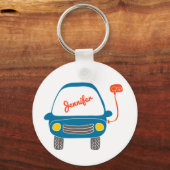 Plug Life Cute Blue Electric Car Persoonlijk Sleutelhanger (Voorkant)