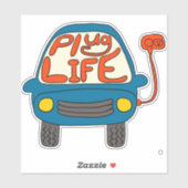 Plug Life Cute Blue Electric Car Sticker (Vel)