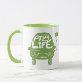 Plug Life Cute Light Green Electric Car Mok