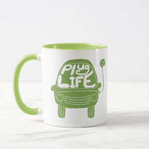 Plug Life Cute Light Green Electric Car Mok