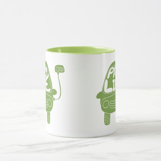 Plug Life Cute Light Green Electric Car Mok (Midden)