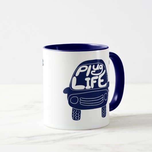 Plug Life Cute Navy Blue Electric Auto Mok (Voorkant rechts)