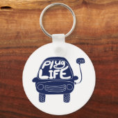 Plug Life Cute Navy Blue Electric Auto Sleutelhanger (Voorkant)