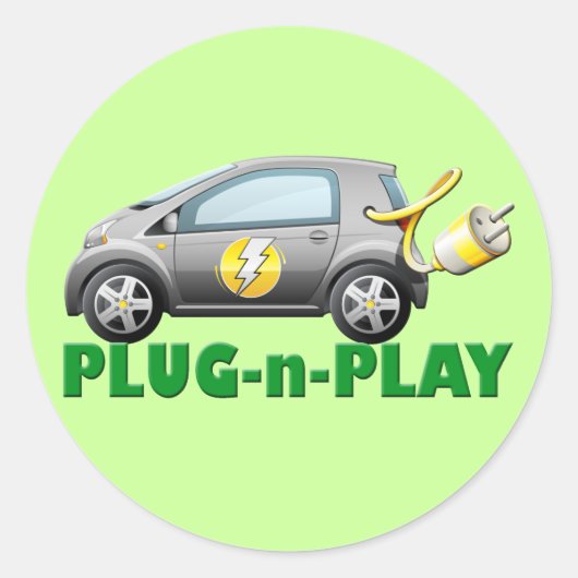 PLUG-N-PLAY ELEKTRISCHE AUTO RONDE STICKER (Voorkant)