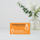 Plug Powers lamp elektricien Visitekaartje (Staand voorkant)