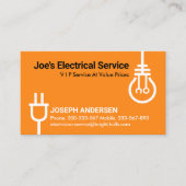 Plug Powers lamp elektricien Visitekaartje (Voorkant)