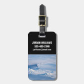 Pluim afkomstig van de vulkaan Kliuchevskoi. Bagagelabel (Voorkant verticaal)