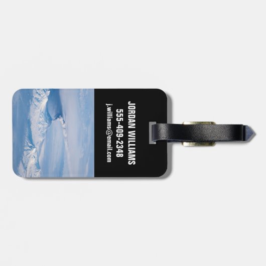 Pluim afkomstig van de vulkaan Kliuchevskoi. Bagagelabel (Achterkant horizontaal)