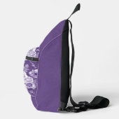 PLUIM PAARSE EN WITTE HANDGETEKENDE BLOEMEN SLING BAG (Rechts)