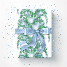 Pluim Palmbladeren in Blauw en Groen Cadeaupapier