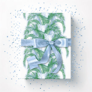 Pluim Palmbladeren in Blauw en Groen Cadeaupapier