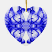 Pluimen van blauwe rook op wit keramisch ornament (Voorkant)