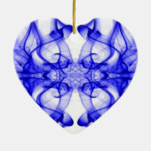 Pluimen van blauwe rook op wit keramisch ornament (Achterkant)