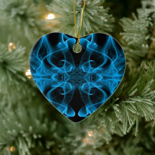 Pluimen van Blauwe Rook op zwart Keramisch Ornament