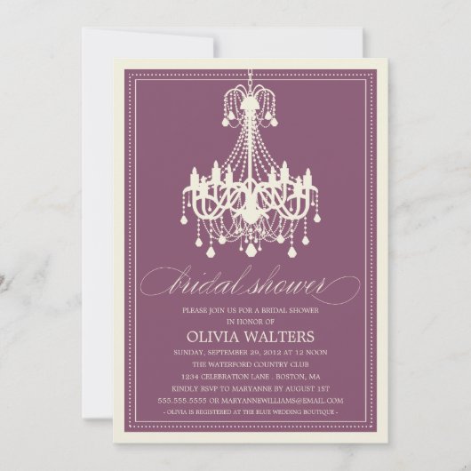 PLUIMKANDELIER | BRIDAL SHOWER INVITATION KAART (Voorkant)