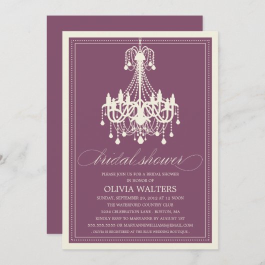 PLUIMKANDELIER | BRIDAL SHOWER INVITATION KAART (Voorkant / Achterkant)