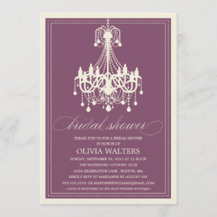 PLUIMKANDELIER   BRIDAL SHOWER INVITATION KAART
