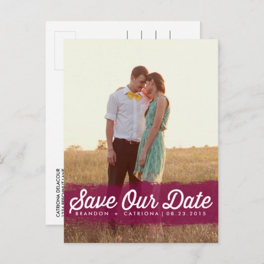 PLUIMSPLASSE WATERVERF | BESPAAR DE DATUM-BRIEFKAA AANKONDIGINGSKAART (Voorkant / Achterkant)