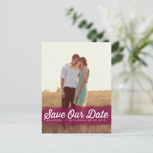 PLUIMSPLASSE WATERVERF | BESPAAR DE DATUM-BRIEFKAA AANKONDIGINGSKAART (Staand voorkant)