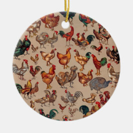 Pluimvee Haan Kip landelijk vintage kunst Keramisch Ornament