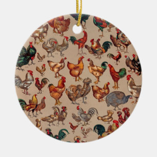 Pluimvee Haan Kip landelijk vintage kunst Keramisch Ornament