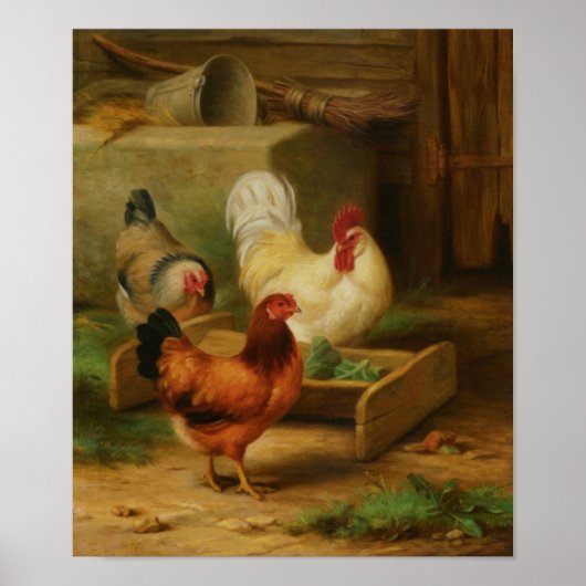Pluimvee in een schuur poster (Voorkant)