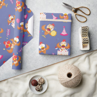 Pluimvee kip grappig cadeaupapier