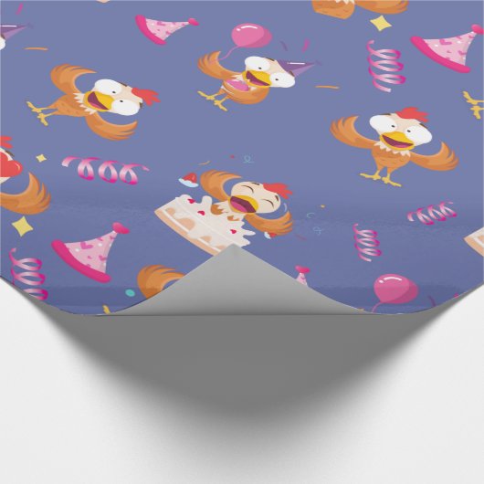 Pluimvee kip grappig cadeaupapier (Hoek)