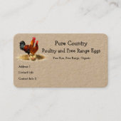 Pluimvee, kippen, eiervrije loopvogels, organisch visitekaartje (Voorkant)