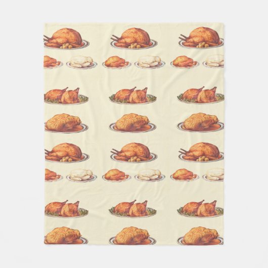 Pluimvee: Roast Fowls, Roast Goose, Roast Turkey Fleece Deken (Voorkant)