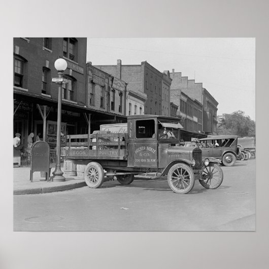 Pluimvee-Transportwagen, 1926. Oude foto Poster (Voorkant)