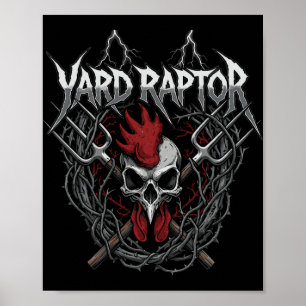 Pluimveeboer erf Raptor Schedel Farm Kip Poster