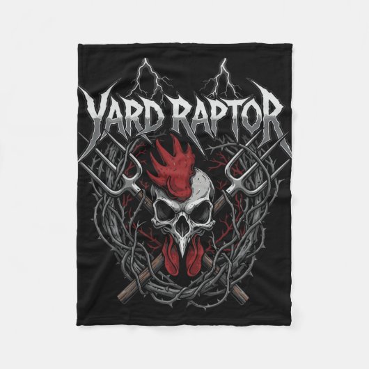 Pluimveeboer Yard Raptor Schedel Farm Kip Fleece Deken (Voorkant)