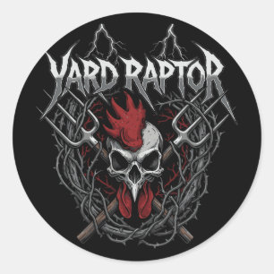 Pluimveeboer Yard Raptor Schedel Farm Kip  Ronde Sticker