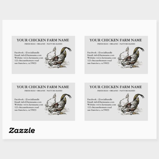 Pluimveehouderij Bewerkbare kiplabel Sticker (Vel)