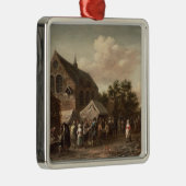 Pluimveemarkt door een kerk metalen ornament (Rechts)