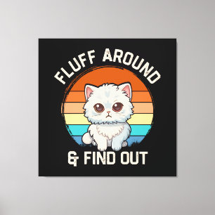 Pluis Er Rond En Kom Erachter Grappige Retro Kat Canvas Afdruk